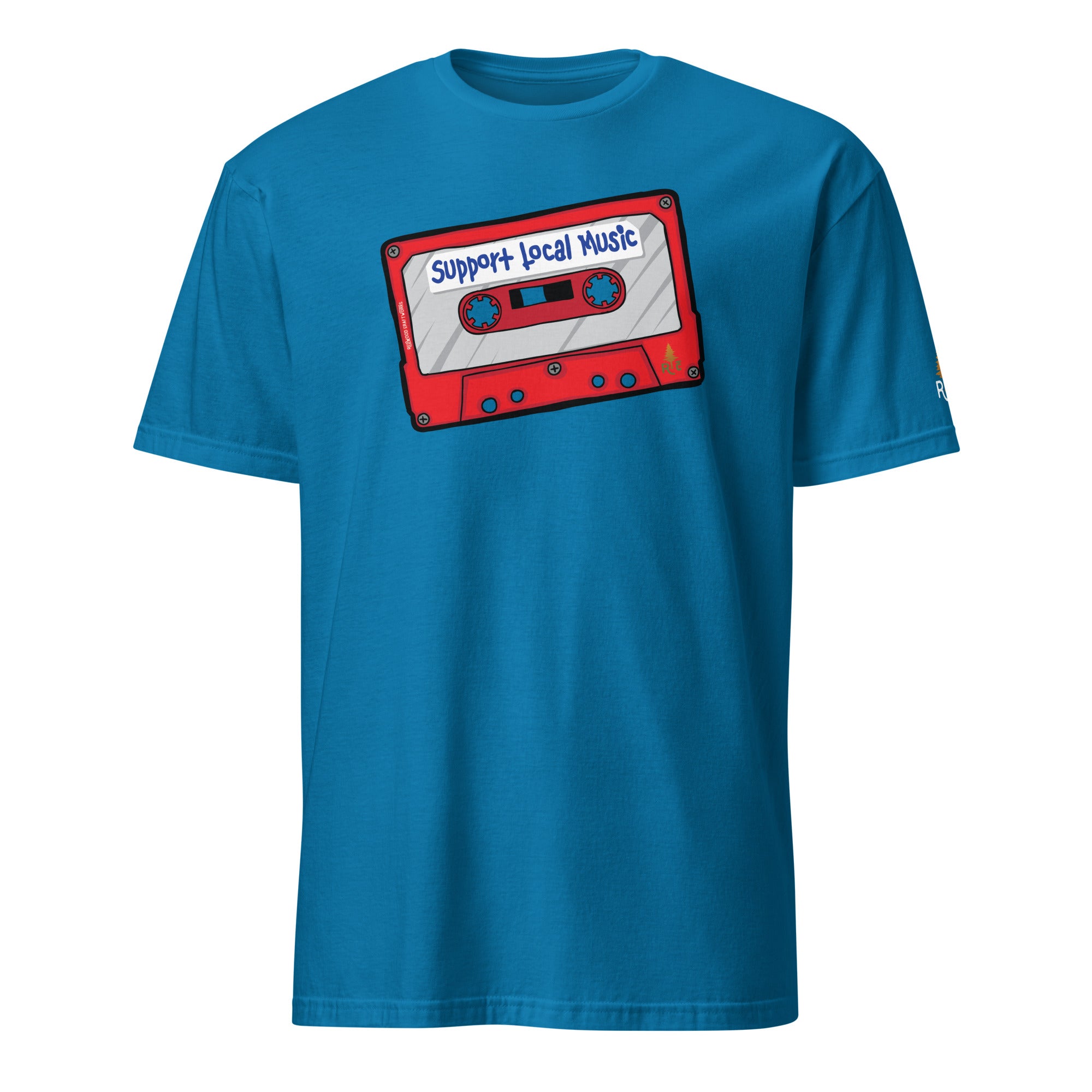 Product mockup of Support Local Music | Mix Tape Tee in Sapphire