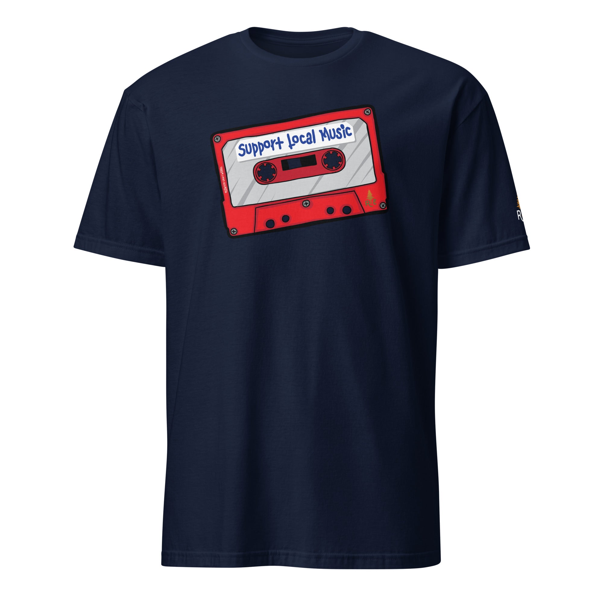 Product mockup of Support Local Music | Mix Tape Tee in Navy