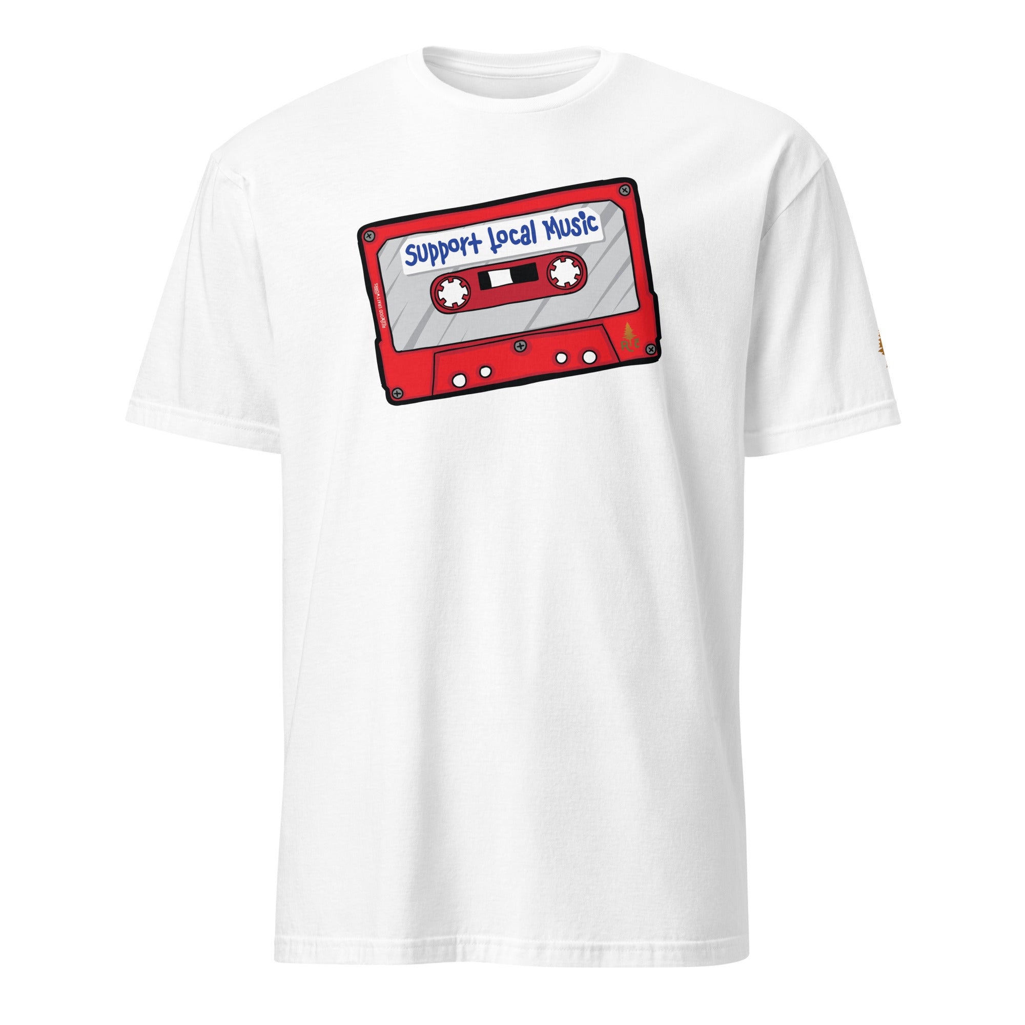Product mockup of Support Local Music | Mix Tape Tee in White